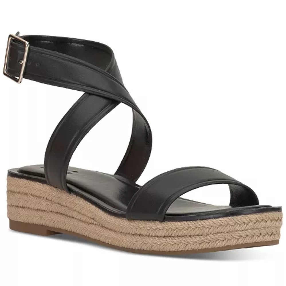 I.N.C. International Concepts Women's Black Espadrille Wedge Sandals Size 10